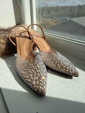 Zara Clear Pearl Slingback Heels